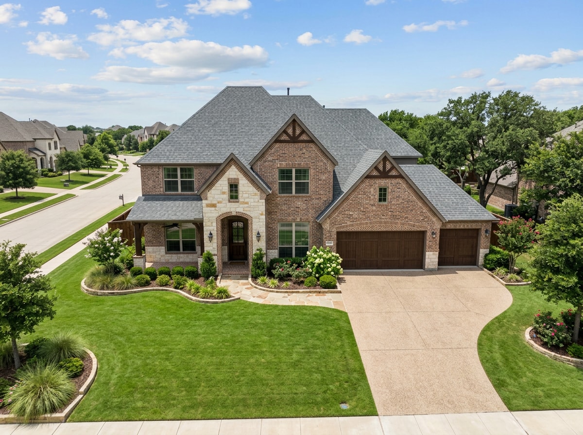 Bridgeland-style home exterior with architectural shingle roofing in Cypress, TX