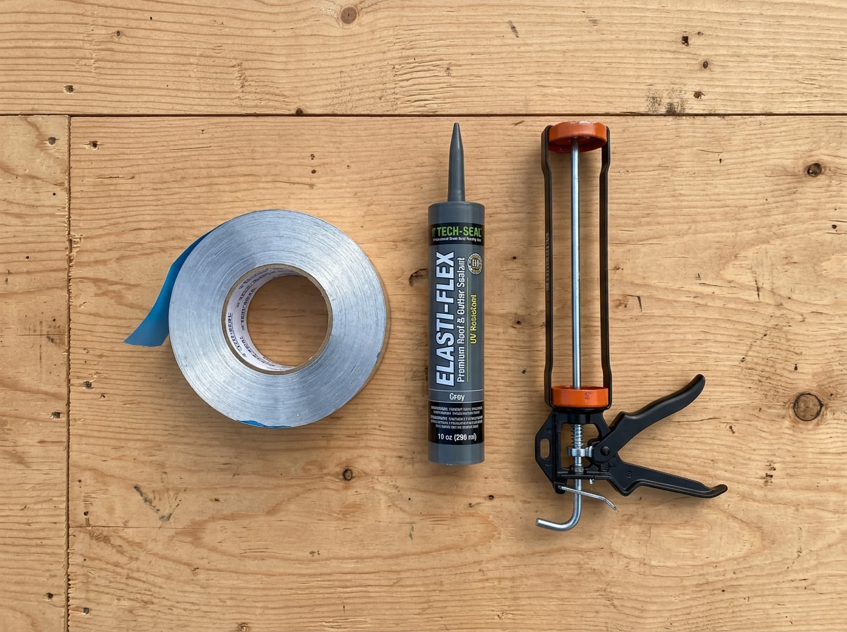 Side-by-side comparison chart of roofing tape versus caulk and liquid sealant