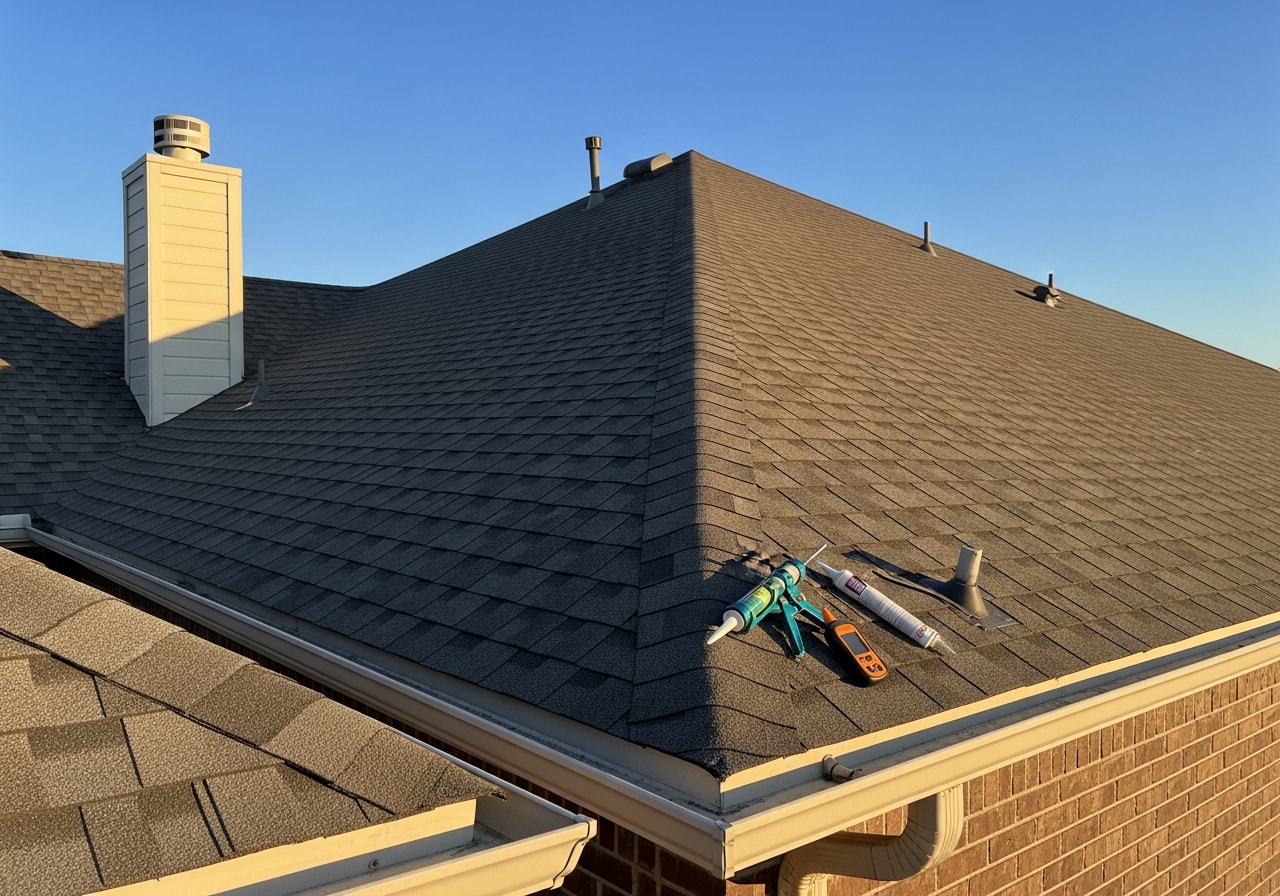 Residential roof maintenance and inspection work in Humble