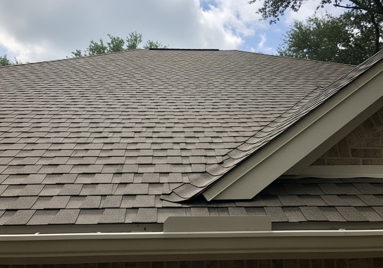 Storm damage documentation and roof repair on residential home in The Woodlands