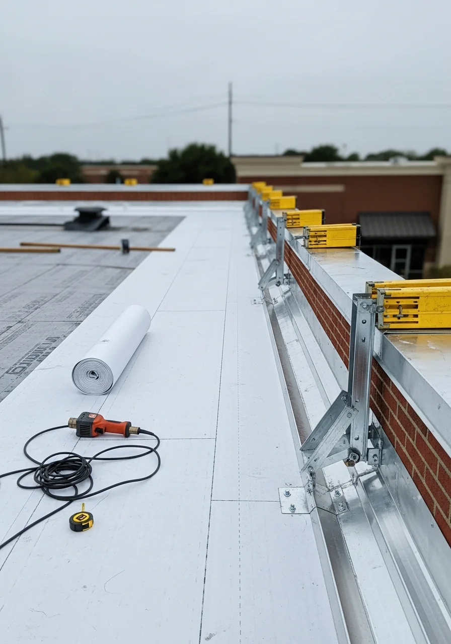 Commercial roofing installation on Atascocita business property