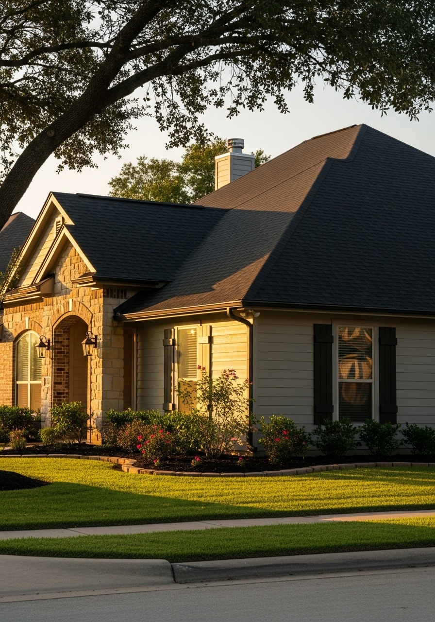 Conroe home exterior showing quality updates and attention to detail.